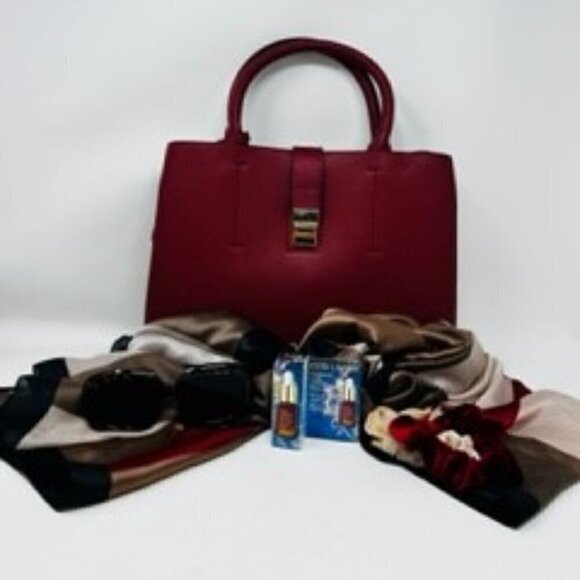 6 pc set- Estee Lauder Night Repair Serum, Red Vegan Leather tote and more! - Picture 1 of 2